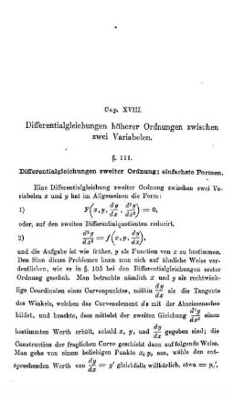 Cap. XVIII. Differentialgleichungen höherer Ordnungen zwischen zwei Variabelen.