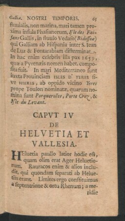 Caput IV. De Helvetia Et Vallesia.