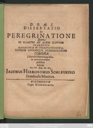 Dissertatio De Peregrinatione