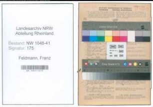 Entnazifizierung Franz Feldmann , geb. 10.07.1906 (Polizist)