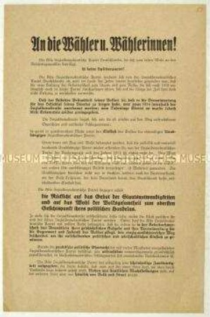 Aufruf der Alten Sozialdemokratischen Partei Deutschlands zur Reichstagswahl 1928