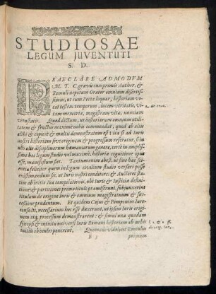 Studiosae Legum Iuventuti S. D.