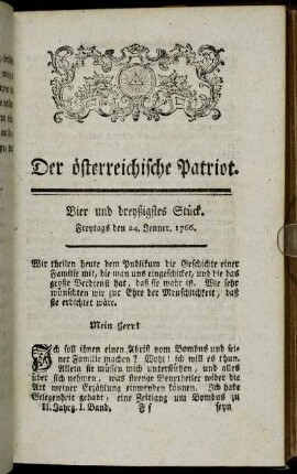Vier und dreyßigstes Stück. Freytags den 24. Jenner. 1766. - Acht und dreyßigstes Stück. Freytags den 7. Februar. 1766.