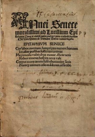 Ad Lucillium Epistolarum opus de vivendi ratione praeclarum