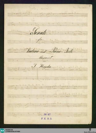 Sonatas - Don Mus.Ms. 2452 : vl, pf; C; Hob XVI:15