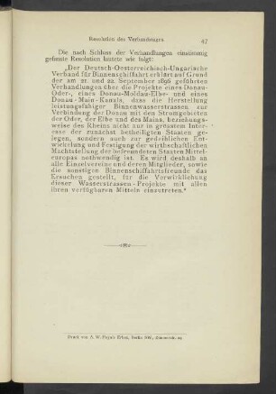Resolution des Verbandstages