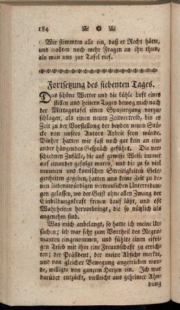 Fortsetzung des siebenten Tages.