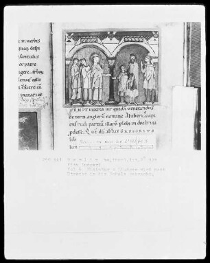 Leben des heiligen Liudger — Liudger wird nach Utrecht in die Schule gebracht, Folio 5recto