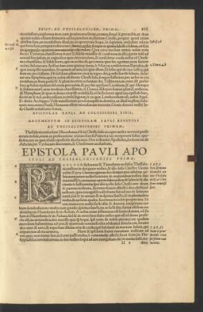 Epistola Pauli Ad Thessalonicenses Prima.