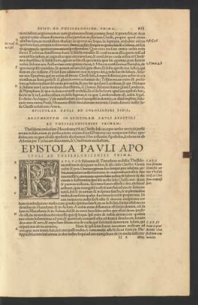 Epistola Pauli Ad Thessalonicenses Prima.
