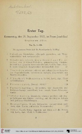 Erster Tag: Donnerstag, den 29. September 1927 (Nr. 1-180)