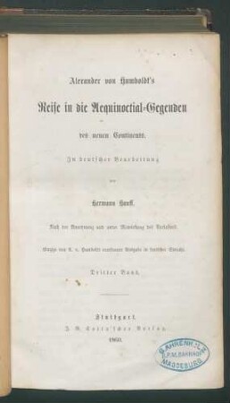 Alexander von Humboldts Reise... Bd 3 Enth.: Bd 4