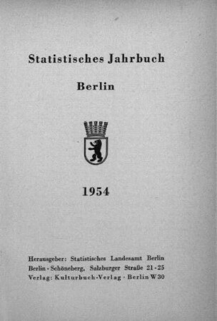1954: Statistisches Jahrbuch
