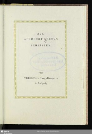 Aus Albrecht Dürers Schriften