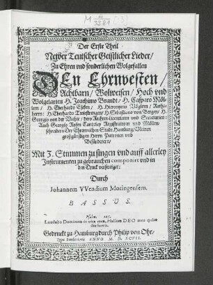 Der Erste Theil Newer Teutscher Geistlicher Lieder