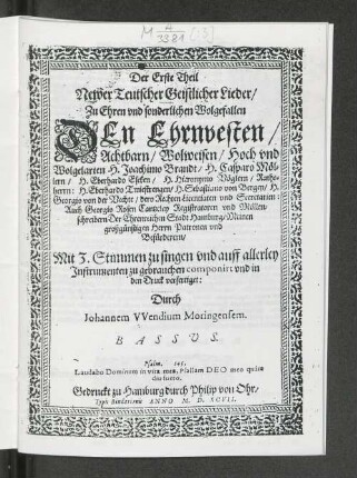 Der Erste Theil Newer Teutscher Geistlicher Lieder