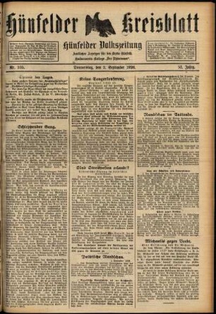 Ausgabe vom Donnerstag, den 02. September 1926.