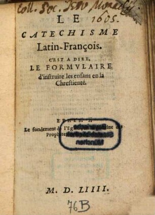 Catechisme Latin-francois