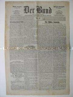 Schweizer Tageszeitung "Der Bund" u.a. zur Hinrichtung von van der Lubbe nach dem Reichstagsbrand-Prozeß