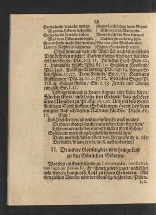 II. Di andere Gottseligkeit/ ist di heilige Lust zu den Göttlichen Gebotten.