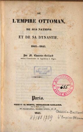 De l'Empire Ottoman, de ses nations et de sa dynastie