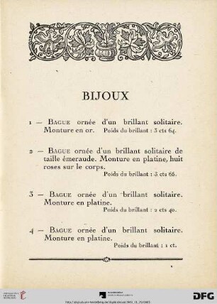 Bijoux (Nr. 1-67)
