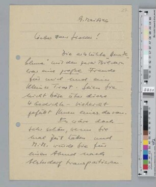 Brief an Hugo Sieker
