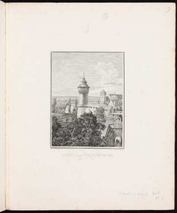 Aussicht vom Fünfeckgen Thurm gegen die Burg. - Burg Nürnberg, Nürnberg