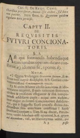 Caput II. De Requisitis Futuri Concionatoris.
