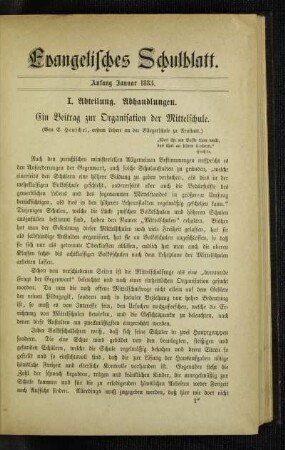¬Ein¬ Beitrag zur Organisation der Mittelschule