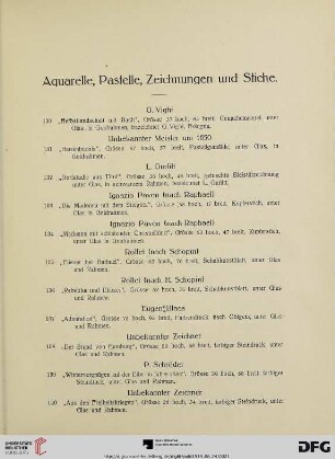 Aquarelle, Pastelle, Zeichnungen und Stiche (Nr. 130-140)