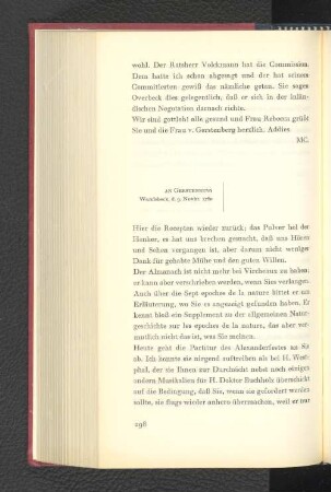 An Gerstenberg Wandsbeck, den 9. November 1780