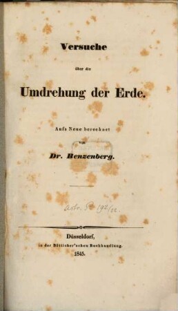 Versuche über die Umdrehung der Erde