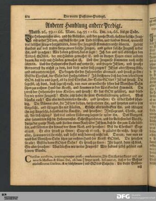Anderer Handlung andere Predigt (Die vierte Paßions-Predigt).