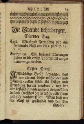 Die Fremde beherbergen.