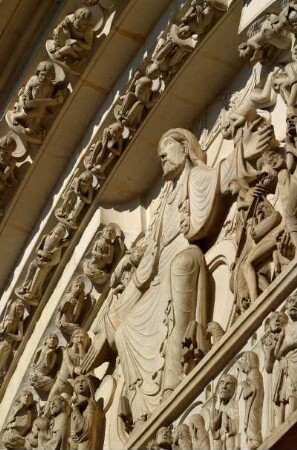 Frankreich. Bourgogne. Yonne. Vezelay. Basilika Sainte Madeleine. Portal. Typanon