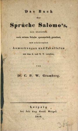 Das Buch der Sprüche Salomon's