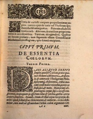 Dispvtatio Physica, De Corpore Coelesti