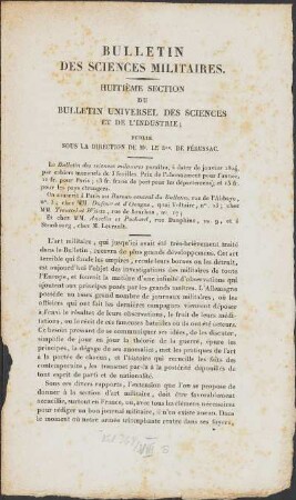 Huitième Section: Bulletin des sciences militaires