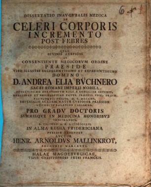 Dissertatio Inavgvralis Medica De Celeri Corporis Incremento Post Febres