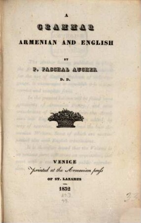 A grammar Armenian and English