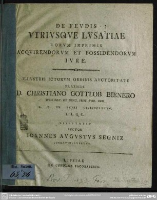 De Feudis Utriusque Lusatiae Eorum Inprimis Acquirendorum Et Possidendorum Iure