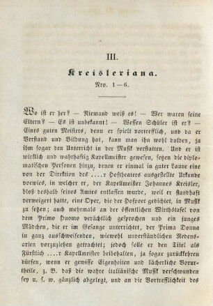 III. Kreisleriana. Nro. 1-6