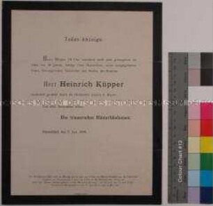 Todesanzeige für Heinrich Küpper