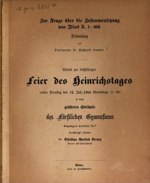 Zur Frage über die Zusammensetzung von Ilias B. 1 - 483 : Abhandlung