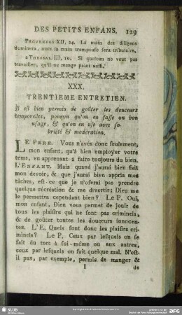XXX. Trentieme Entretien