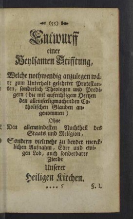 Entwurf einer senlsamen Stifftung