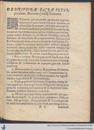 De Scripturae Sacrae Interpretatione, Decretum Concilij Tridentini.