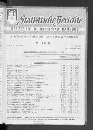 Verbraucherpreise in Hamburg im Oktober 1964 : Lfd. Nr. 39