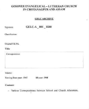 Correspondence with General Secretary